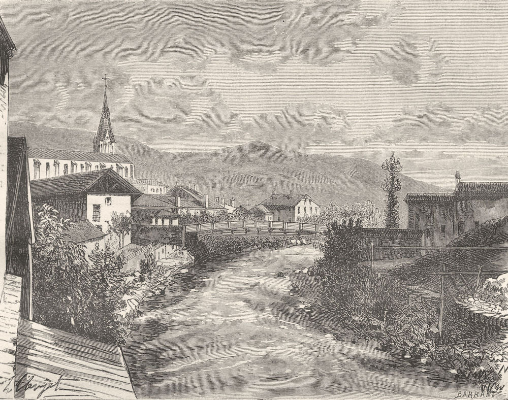 ISÈRE. Isere. Allevard 1881 old antique vintage print picture